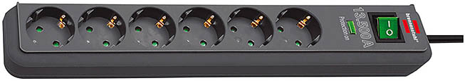 Brennenstuhl Eco-Line overspanningsbeveiliging 13.500A 6-voudige antraciet 5m H05VV-F 3G1,5 - 1159710515