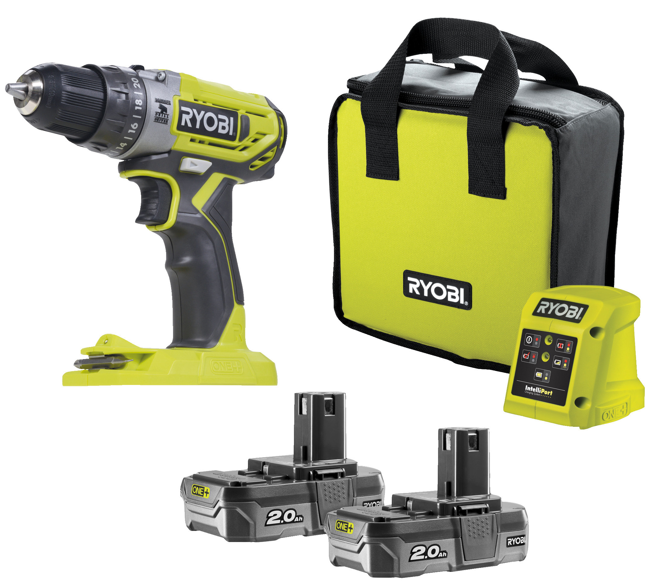 Ryobi R18PD2-220S | ONE+ | 18V Snoerloze Klopboormachine| 18V (2x 2Ah accu + lader) - 5133004459