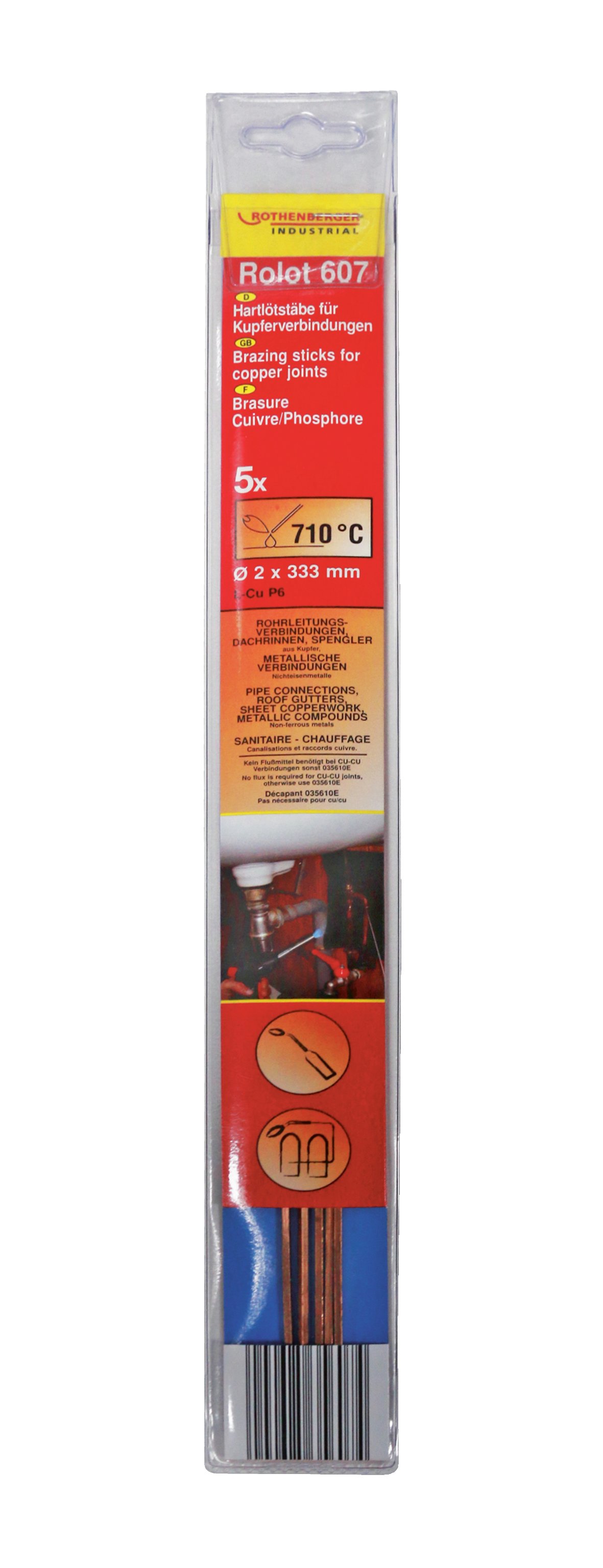 Rothenberger Rolot 607 koperhardsoldeer, 5 st. - ROT035607 ROT035607