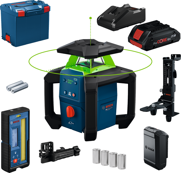 Bosch Blauw GRL 18V-4-34CVG Rotatielaser (LR45 laserontvanger + houder | ProCORE 18V 4.0 Ah, GAL18V-40 lader, WM5 wandhouder) - 0601061H02 afbeelding