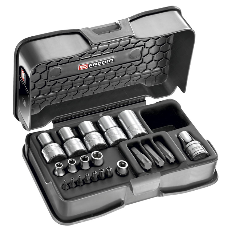 Facom koffer met doppen 1/4" en 1/2" en torx® schroevendraaierdoppen - RSX.19BPB