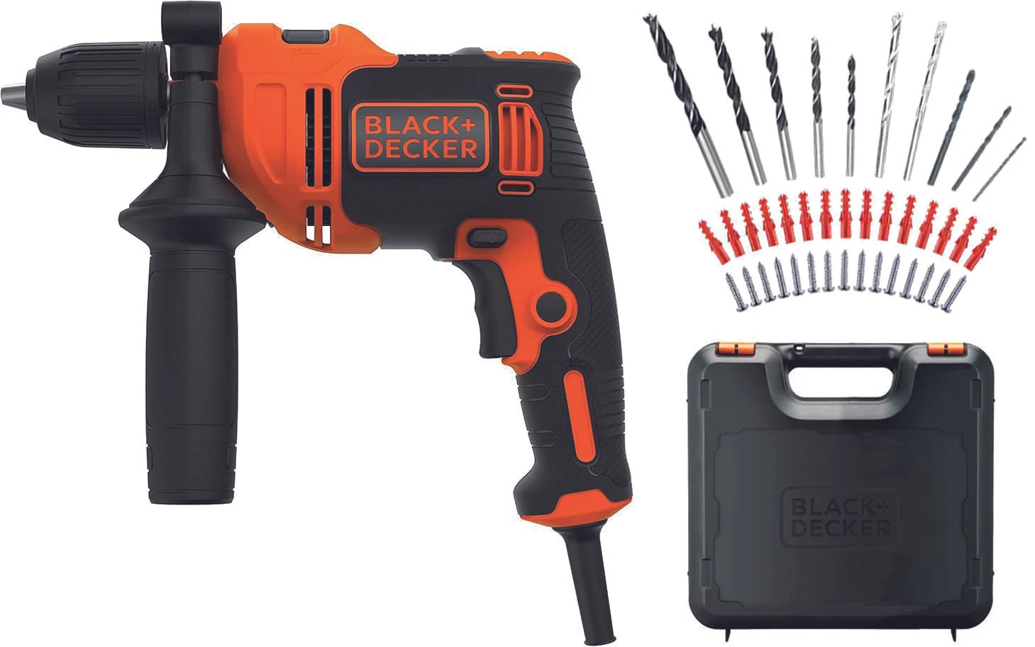 BLACK+DECKER KIT: klopboormachine met 40 accessoires in Koffer - BEH550A40K-QS