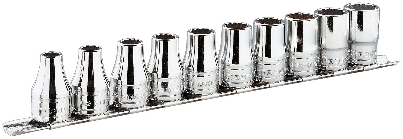 Facom 1/2&apos; doppensets op rail, metrische maten - S.40E