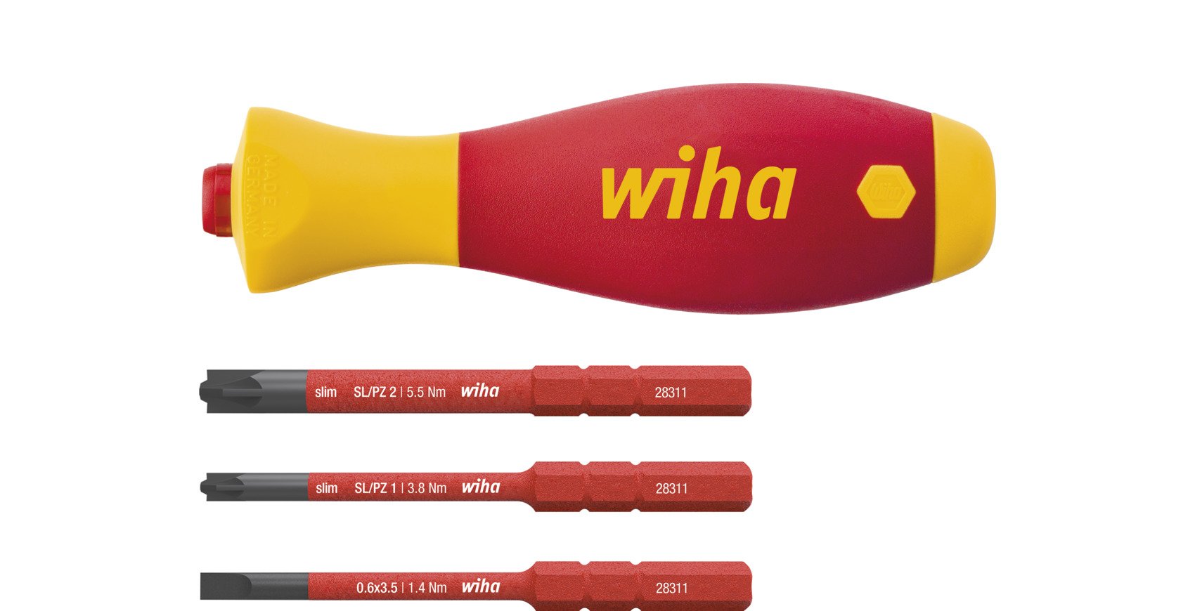 Wiha 43449 | Schroevendraaier met bithouderset | SoftFinish | slimVario® electric | 4-delig - 43449