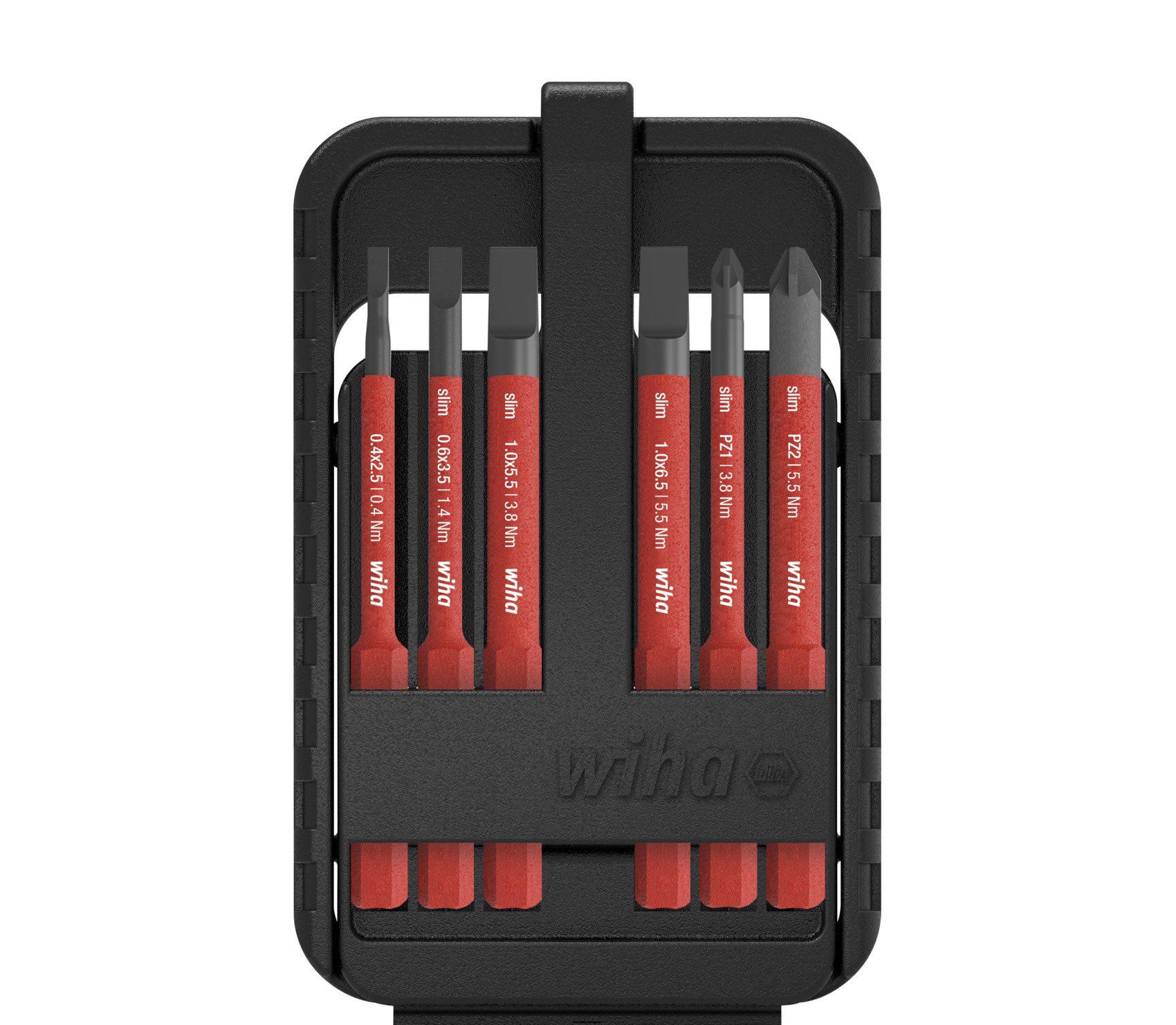 Wiha Bitset slimBit electric sleufkop, Pozidriv 7-delig incl. slimBit-box - 43157 - 43157