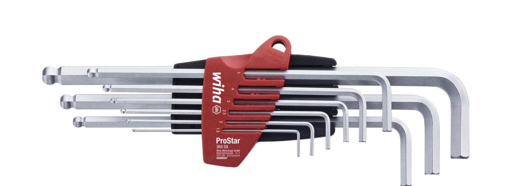 Wiha 07192 | Stiftsleutelset in ProStar houder | Zeskantkogelkop | 10-delig - 07192
