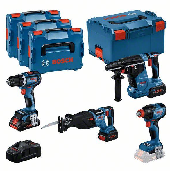 Bosch Blauw - 4-delige Combopack | + 1x 4,0 Ah (PC) + 2x 5,5 Ah (PC) + GAL 1880CV (L) - 0615990N37