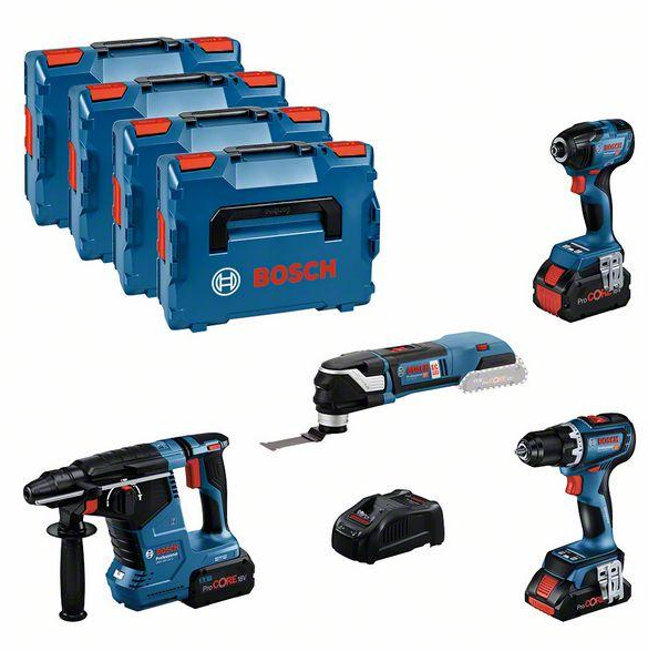 Bosch Blauw 4-delige Combopack | GSR + GDR + GBH + GOP in L-Boxx - 0615990N34