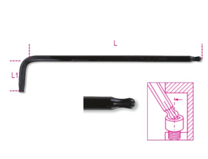 Beta Haakse stiftsleutels met kogelkop, lang model, voor Torx® schroeven 97BTXL 20 - 000970320