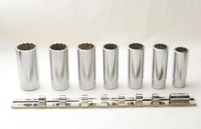 Facom set 7 korte en lange doppen 3/8&apos; op rail - metrische maten - JL.41E