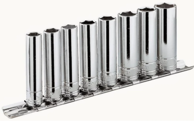 Facom set 10 korte en lange doppen 3/8&apos; op rail - inch maten - JL.40U