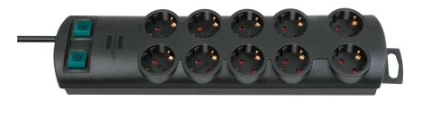 Brennenstuhl Primera-Line Technics 10-voudige zwarte stekkerdoos met 2 schakelaars | 1153300120 - 1153300120