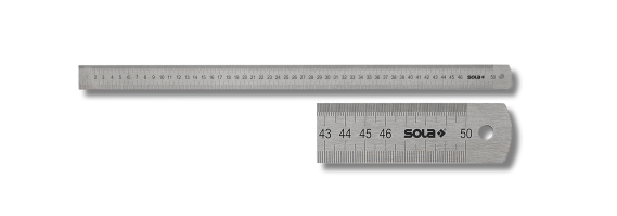Sola Stalen lineaal 500x30x1mm RVS LSB500, dubbelzijdige maatverdeling mm/cm - 56104401 - 56104401