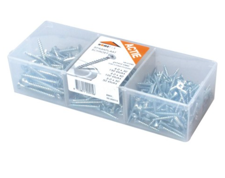 Homefix Assortimentskuip Spaanplaatschroeven Vz Pk PZ2 4.0X30 4.0X40 5.0X50 8901.00.00010