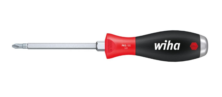 Wiha Schroevendraaier | maat PH 1 | klinglengte 80 mm | meercomponentengreep | 6-Kant lemmet / aanzet, slagdop | 1 stuk - 03237 03237