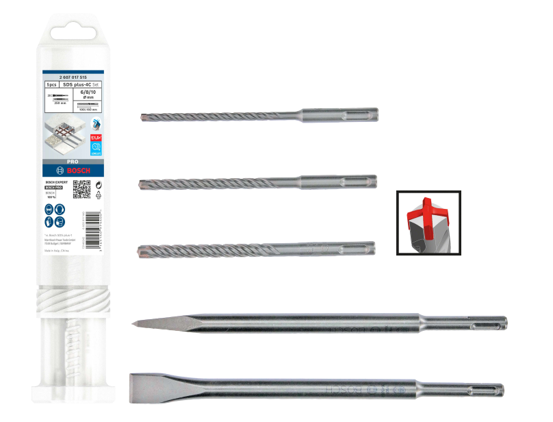 Bosch Accessoires 5-delige SDS-plus PRO Plus 5X boren en beitelset 2607017515