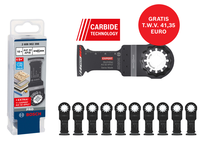Bosch Accessoires Starlock AIZ 32 APIB BIM Wood+Metal Curved-Tec 32 x 50 10 stuks verpakking + Expert AIZ 32 APILT 2608902398