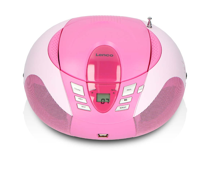 Lenco SCD-37 USB Pink Portable FM Radio CD and USB player Pink - SCD-37 USBPINK