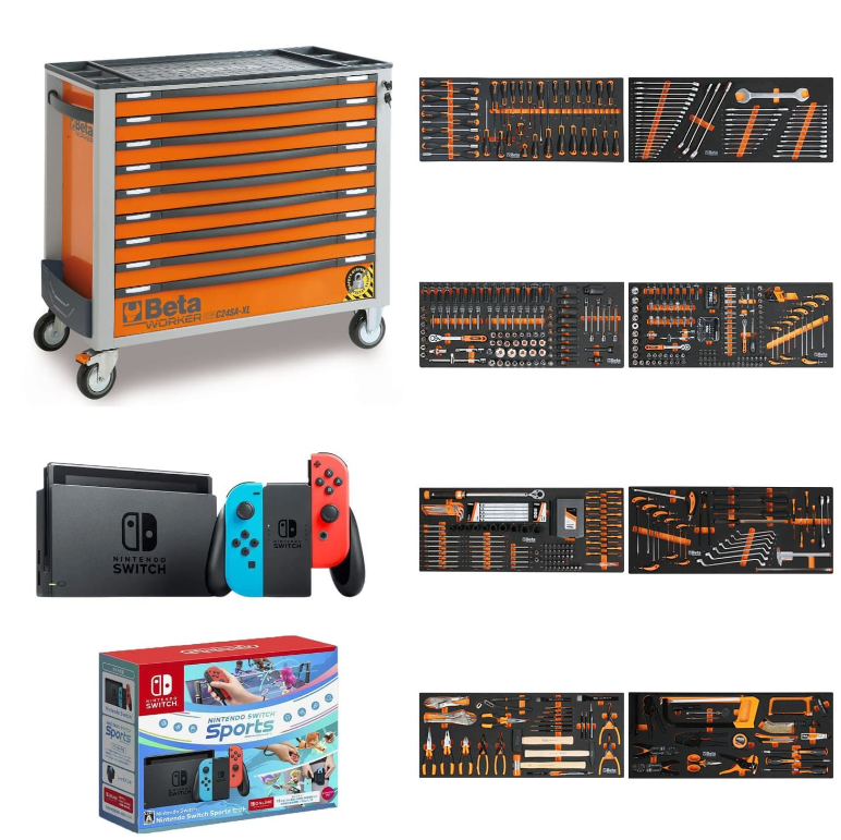 Beta BW 2400S XLO9/E-XXL-Gereedschapswagen gevuld | Oranje - 716-DLG + Nintendo Switch - ZNLDEC003