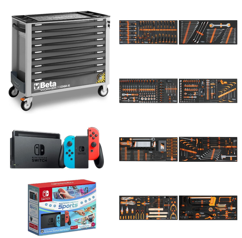 Beta BW 2400S XLG9/E-XXL-Gereedschapswagen gevuld | Zwart - 716-DLG + Nintendo Switch - ZNLDEC004
