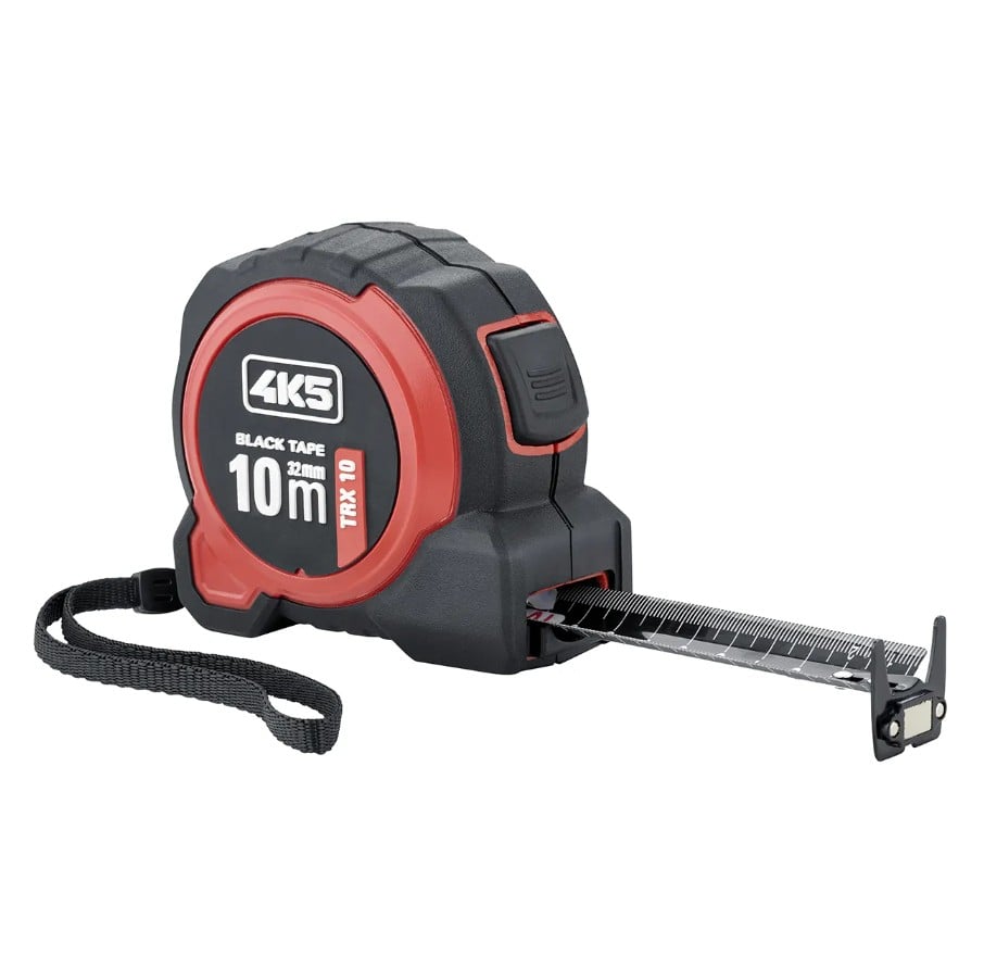 4K5 Tools TRX 10 Rolbandmaat 10 m | Dubbelzijdig bedrukt | Met knikbestendig W-vorm - 606.102-10