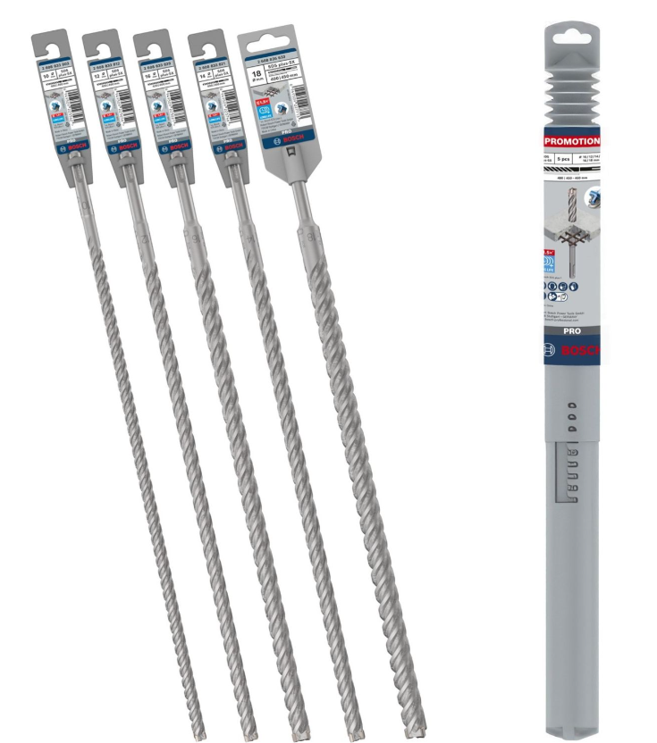 Bosch Accessoires 5-delige PRO SDS plus-5X hamerborenset Lang - 10, 12, 14, 16, 22 x 610 mm - 061599766X