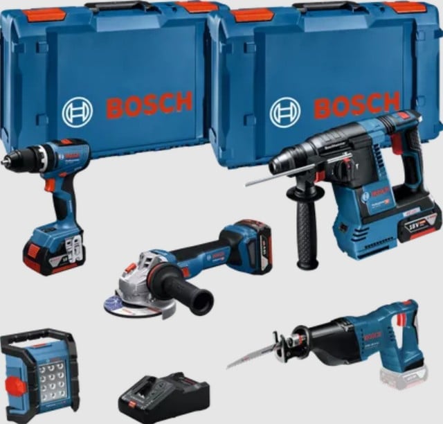 Bosch Blauw 18V-set met 5 machines | GSB + GBH + GWS + GSA + GLI + 3 x 5 + GAL Professional - 0615A5007S