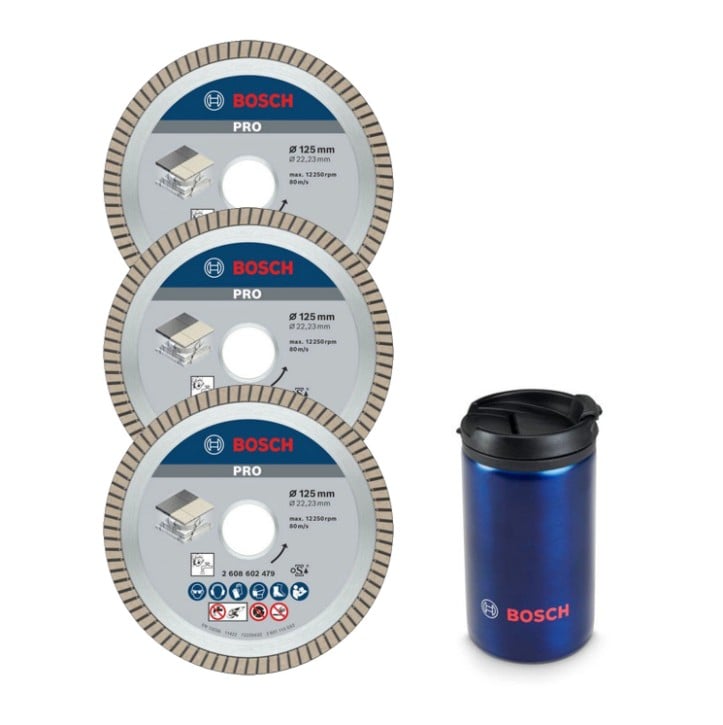 Bosch Accessoires PRO Diamantschijven voor tegels | 3 stuks | 125mm | + Thermomok - 0615997670
