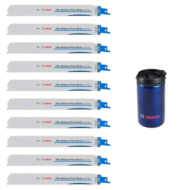 Bosch Accessoires PRO Medium-Thick Metal precise S1137BEF Reciprozaagbladen (10 stuks) | + Isotherm Mok | 225mm - 0615997675