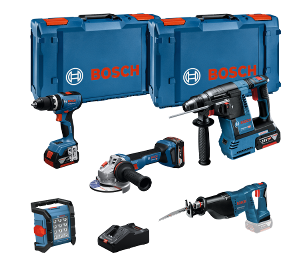 Bosch Blauw 18V-set met 5 machines | GSB + GBH + GWS + GSA + GLI + 3 x 5 + GAL Professional - 0615A5007S