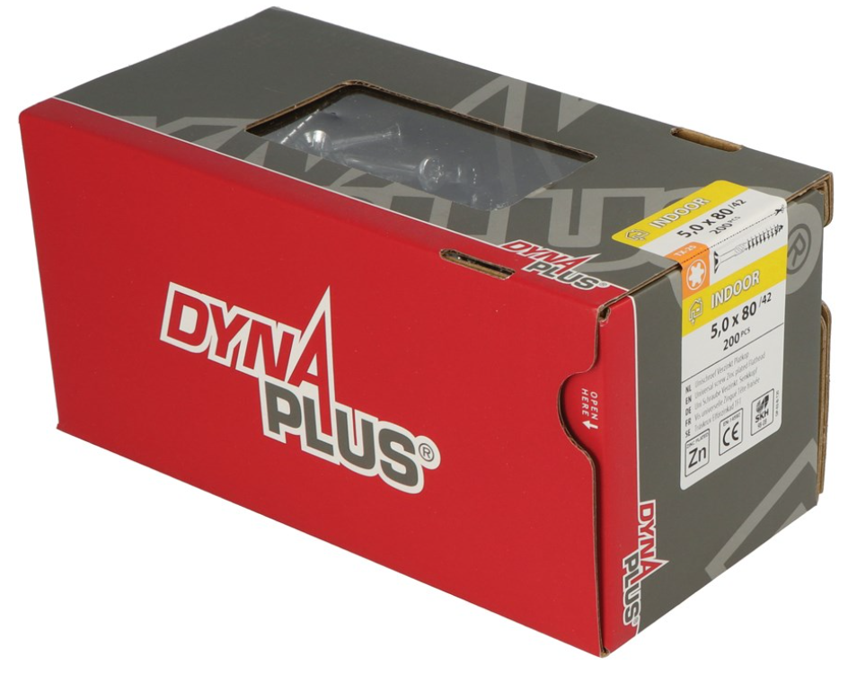 Dynaplus Unischroef/Spaanplaatschroef Verzinkt Platkop Deeldraad Torx TX25 5.0X70/42 | 200 stuks - 0281.01.42201