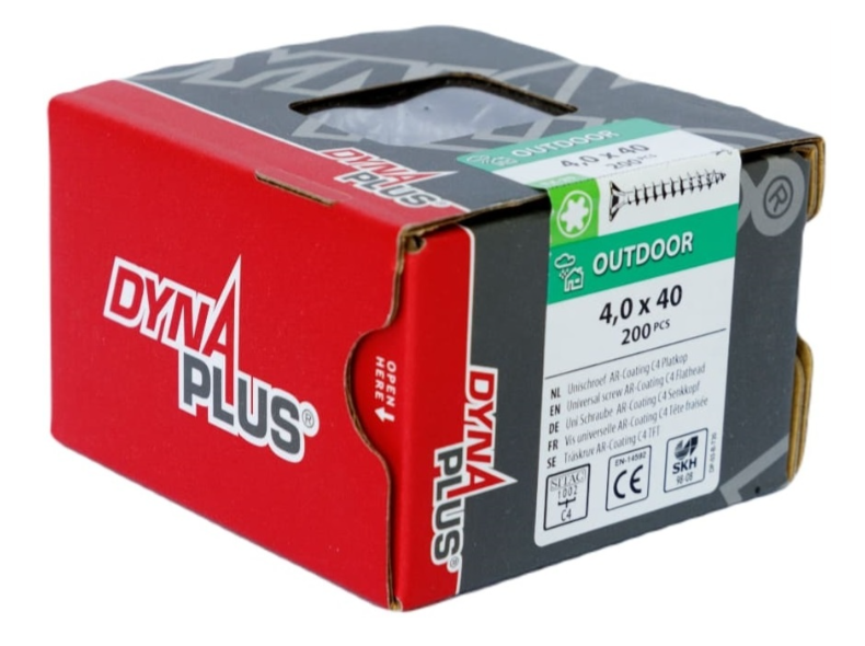Dynaplus Unischroef/Spaanplaatschroef Ar-Coating Platkop Voldraad Torx TX20 4.0X40 | 200 stuks - 0281.08.25601
