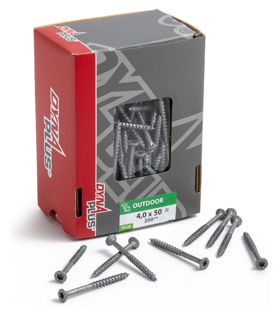 Dynaplus Unischroef/Spaanplaatschroef Ar-Coating Platkop Deeldraad Torx TX20 4.0X50/30 | 200 stuks - 0281.08.25902
