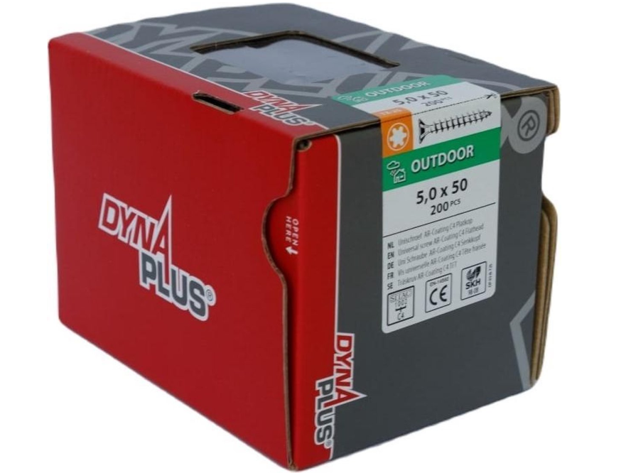 Dynaplus Unischroef/Spaanplaatschroef Ar-Coating Platkop Voldraad Torx TX25 5.0X50 | 200 stuks - 0281.08.41901