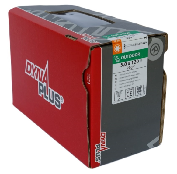 Dynaplus Unischroef/Spaanplaatschroef Ar-Coating Platkop Deeldraad Torx TX25 5.0X120/70 | 200 stuks - 0281.08.42801