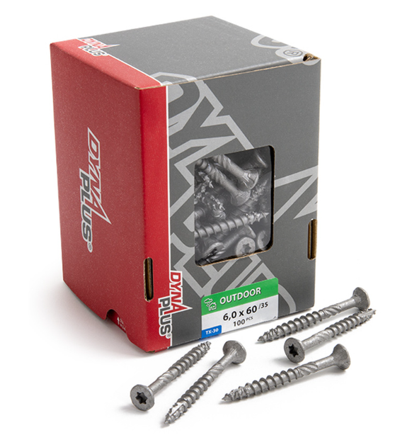 Dynaplus Constructieschroef Ar-Coating Platkop Deeldraad +Snijpunt Torx TX30 6.0X60/35 | 100 stuks - 0281.08.50001