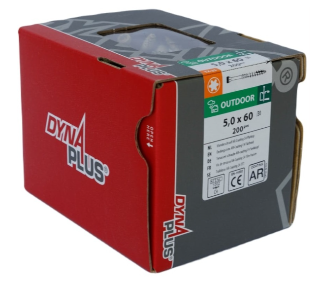 Dynaplus Vlonderschroef Xtreme Ar-Bronze Platkop-60° Deeldraad +Snijpunt Torx TX25 5.0X60/30 | 200 stuks - 0283.08.42001