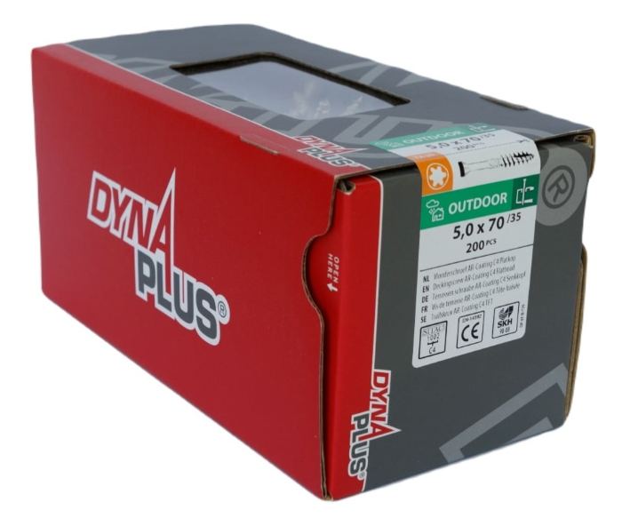 Dynaplus Vlonderschroef Xtreme Ar-Bronze Platkop-60° Deeldraad +Snijpunt Torx TX25 5.0X70/35 | 200 stuks - 0283.08.42201