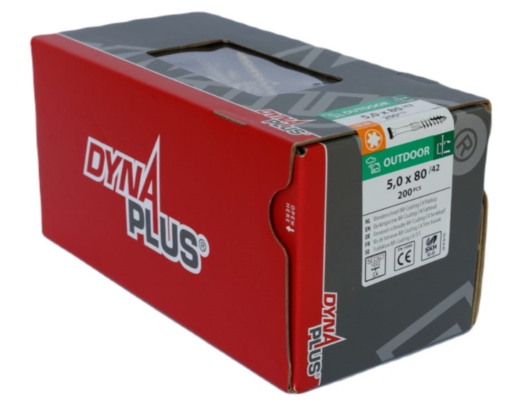 Dynaplus Vlonderschroef Xtreme Ar-Bronze Platkop-60° Deeldraad +Snijpunt Torx TX25 5.0X80/42 | 200 stuks - 0283.08.42401