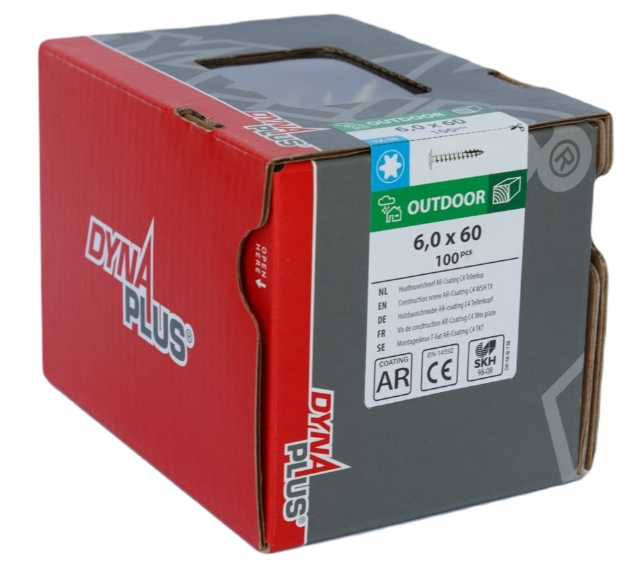 Dynaplus Houtbouwschroef Ar-Bronze Tellerkop Voldraad +Snijpunt Torx TX30 6.0X60 | 100 stuks - 0286.08.50001