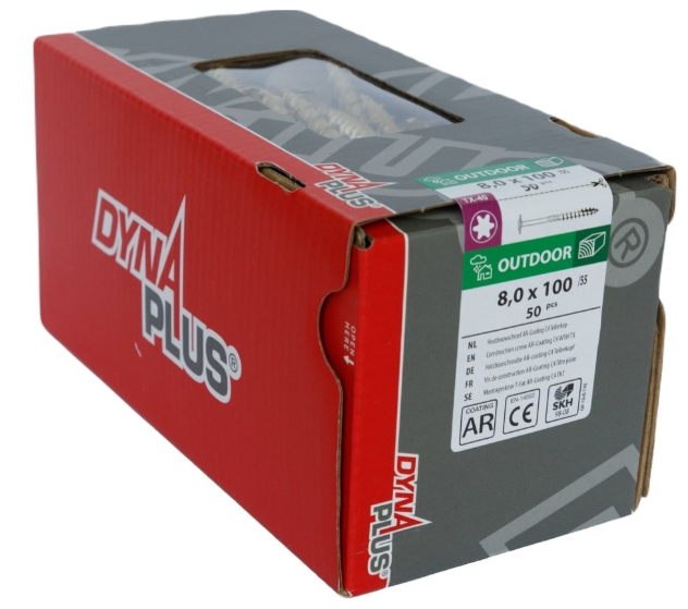 Dynaplus Houtbouwschroef Ar-Bronze Tellerkop deeldraad +Snijpunt Torx TX40 8.0X100/55 | 50 stuks - 0286.08.62601