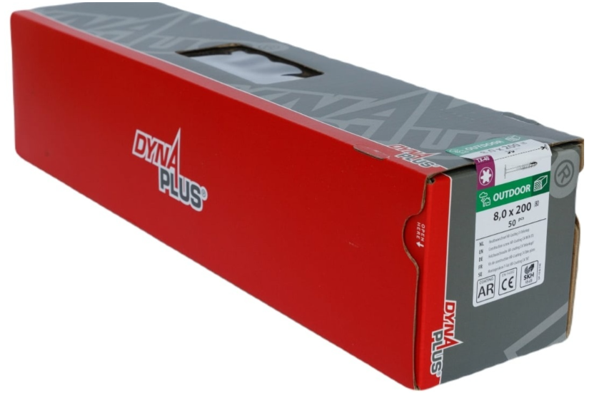 Dynaplus Houtbouwschroef Ar-Bronze Tellerkop deeldraad +Snijpunt Torx TX40 8.0X200/80 | 50 stuks - 0286.08.63401