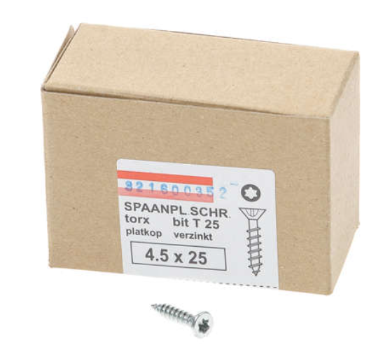 Hoenderdaal Spaanplaatschroef Verzinkt Platkop voldraad Torx TX25 4.5X25 | 200 stuks - 0206.01.33101
