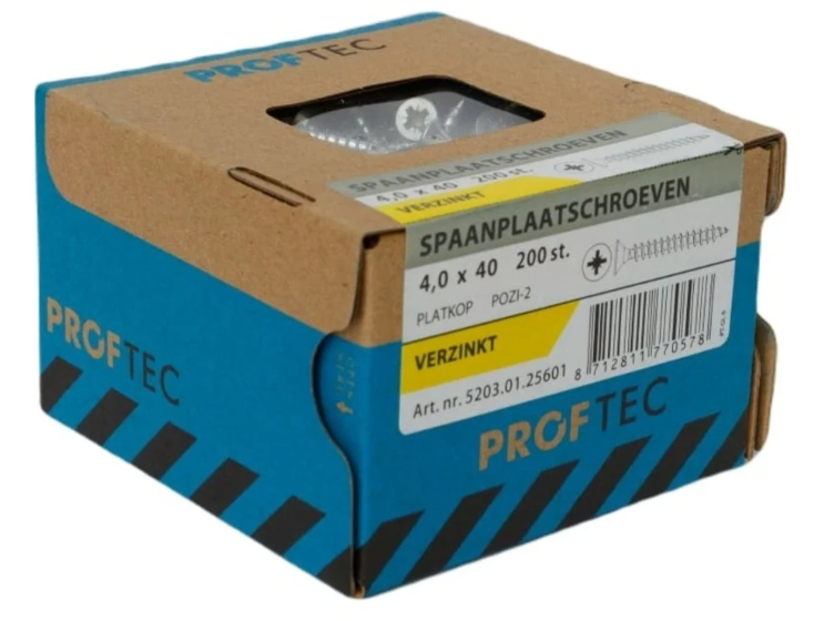 Proftec Spaanplaatschroef Vz Pk PZ2 4.0X40 | 200 stuks - 5203.01.25601