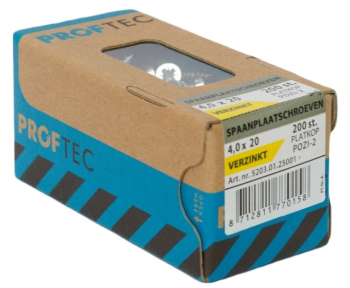 Proftec Spaanplaatschroef Vz Pk PZ2 4.0X20 | 200 stuks - 5203.01.25001