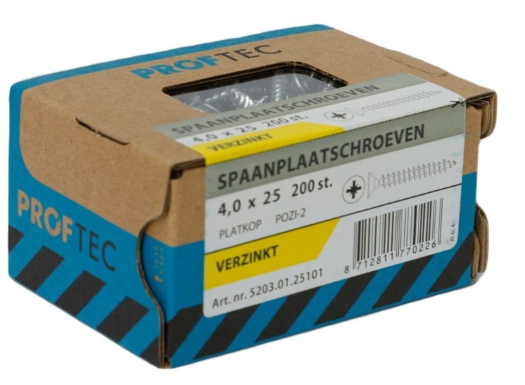 Proftec Spaanplaatschroef Vz Pk PZ2 4.0X25 | 200 stuks - 5203.01.25101