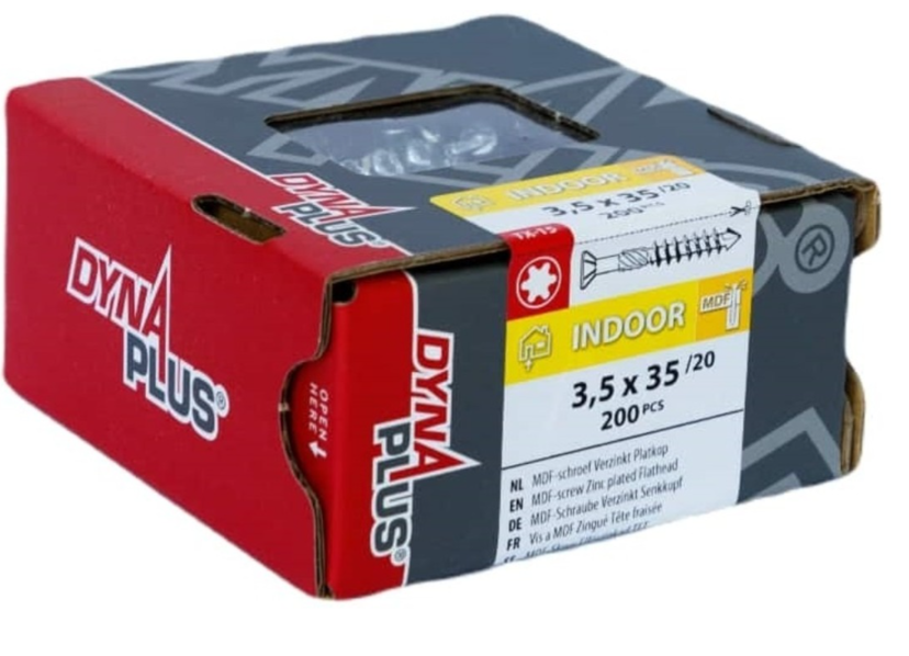 Dynaplus Mdf-Schroef Verzinkt Platkop Deeldraad-75° Torx TX15 3.5X35/20 | 200 stuks - 0287.01.17401