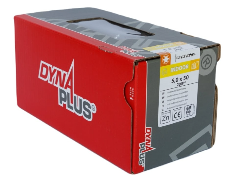 Dynaplus Houtbouwschroef Verzinkt Tellerkop Voldraad +Snijpunt Torx TX25 5.0X50 | 200 stuks - 0286.01.41901
