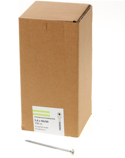 Hoenderdaal Spaanplaatschroef Vz Pk PZ2 5.0X90/60 | 200 stuks - 0203.01.42501