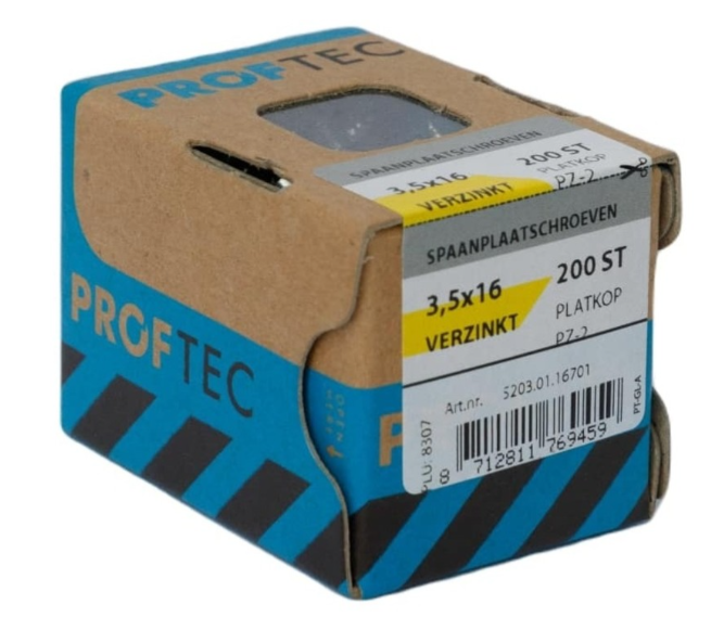 Proftec Spaanplaatschroef Vz Pk PZ2 3.5X16 | 200 stuks - 5203.01.16701